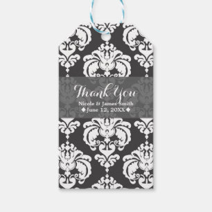Grey & White Damask Vintage Wedding Event Favour Gift Tags