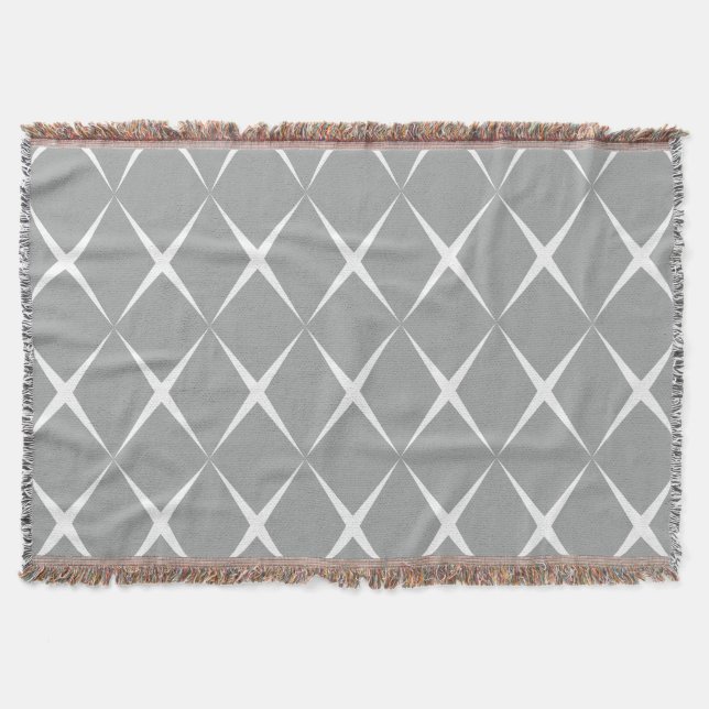 Grey White Diamond Throw Blanket (Front)