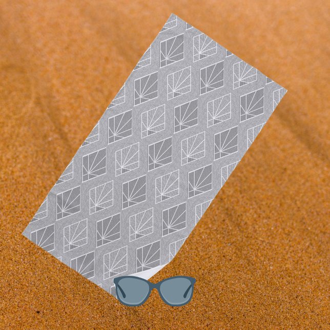 Grey & White Diamonds Art Deco Pattern  Beach Towel (Creator Uploaded)