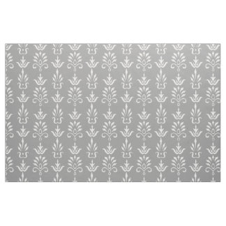 Grey white elegant damask pattern fabric