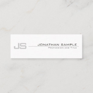 Grey White Elegant Trendy Monogram Simple Design Mini Business Card