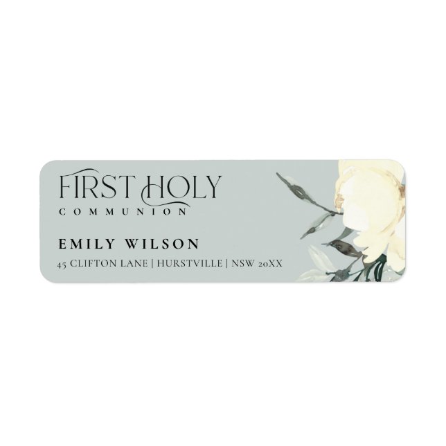 GREY WHITE FLORAL FIRST HOLY COMMUNION ADDRESS (Front)