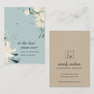 GREY WHITE FLORAL MOM GIFT EARRING DISPLAY CARD