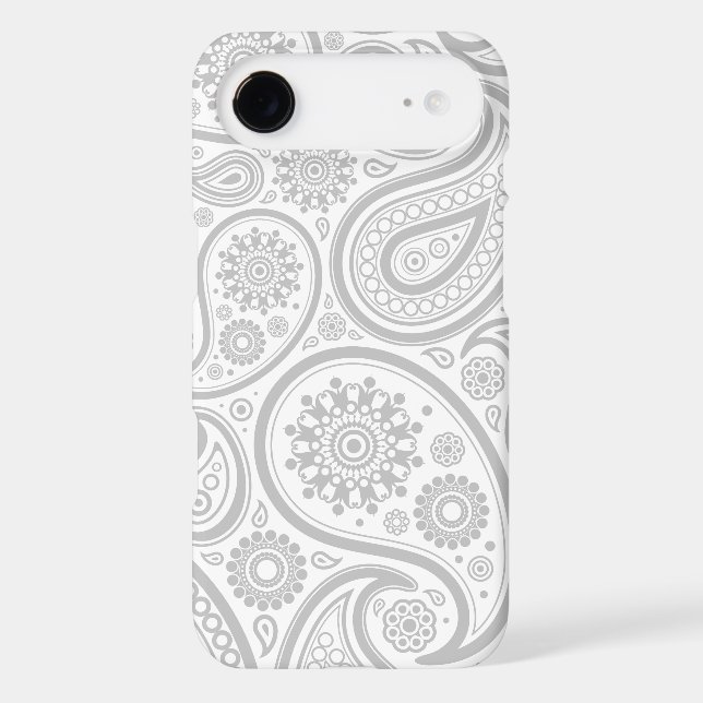 Grey White Floral Paisley Pattern Case-Mate iPhone Case (Back)