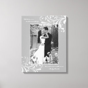 Grey White Floral Portrait Photo Template Picture Canvas Print
