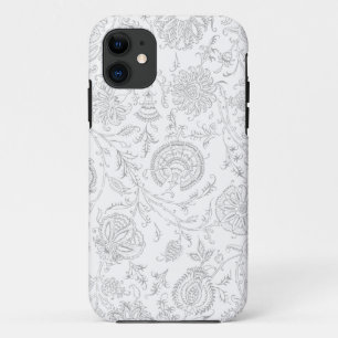Grey & White Flower Pattern iPhone 11 Case