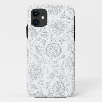 Grey & White Flower Pattern iPhone 11 Case
