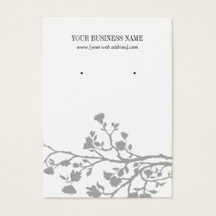Grey White Flowers Custom Earring Card