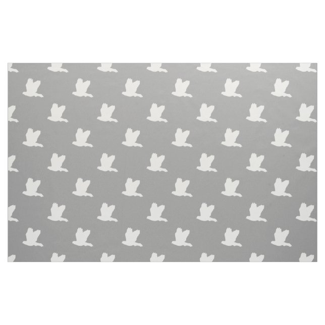 Grey white flying birds pattern fabric (Fat Quarter)