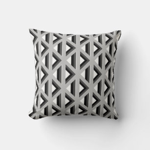 Grey & White Geometric Diamond Pattern Cushion