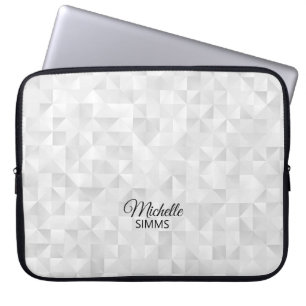 Grey-White Geometric Pattern and Customisation Laptop Sleeve
