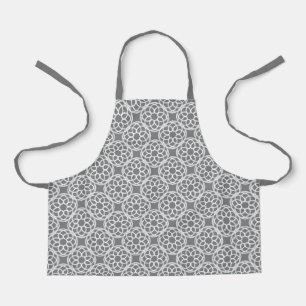Grey White Geometric Seamless Pattern Apron