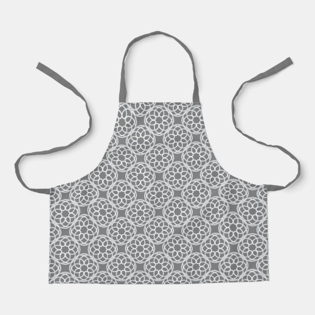 Grey White Geometric Seamless Pattern Apron (Front)