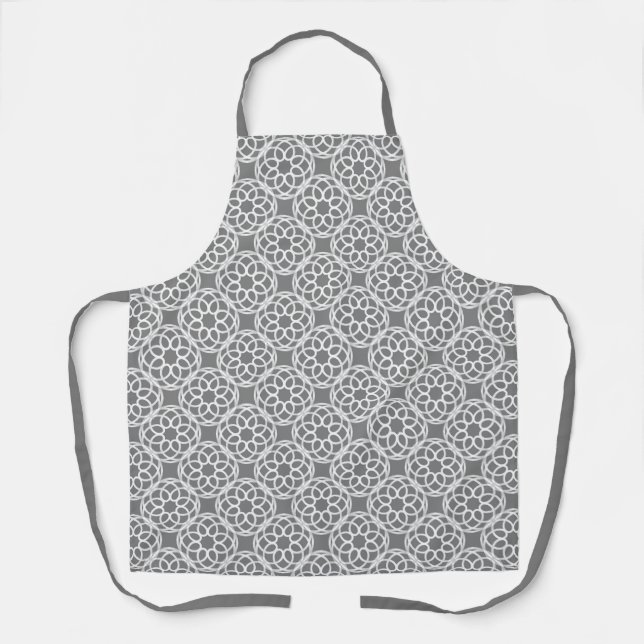 Grey White Geometric Seamless Pattern Apron (Front)