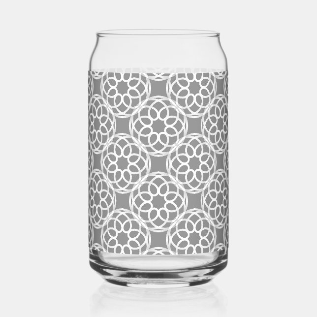 Grey White Geometric Seamless Pattern Can Glass (Front)