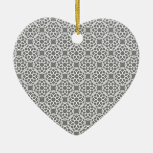 Grey White Geometric Seamless Pattern Ceramic Tree Decoration
