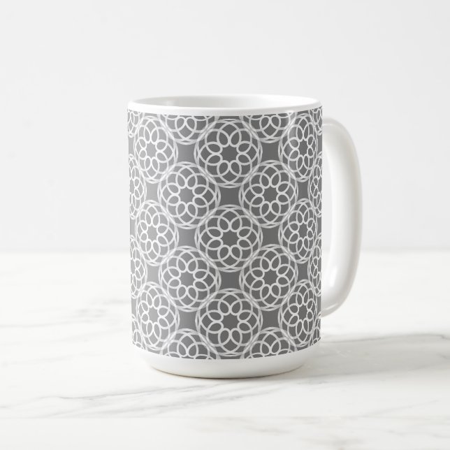 Grey White Geometric Seamless Pattern Coffee Mug (Front Right)