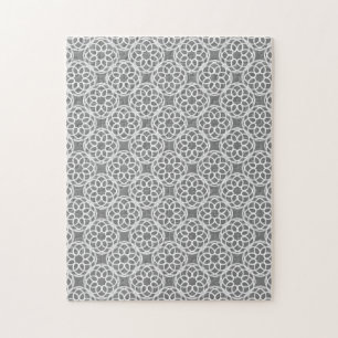 Grey White Geometric Seamless Pattern Jigsaw Puzzle