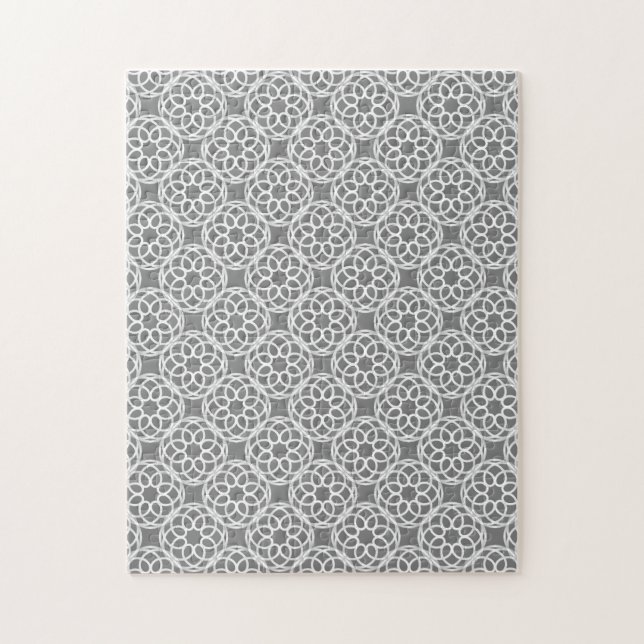 Grey White Geometric Seamless Pattern Jigsaw Puzzle (Vertical)