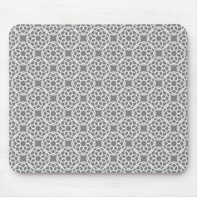 Grey White Geometric Seamless Pattern Mouse Mat (Front)