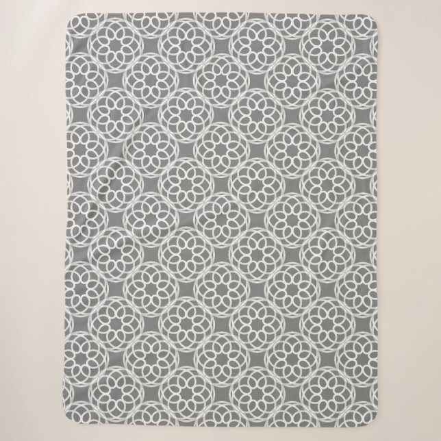 Grey White Geometric Seamless Pattern Sherpa Blanket (Front)