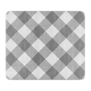 Grey White Gingham Modern Country Cutting Board