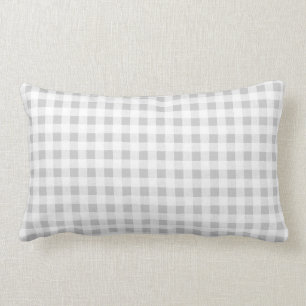 Grey White Gingham Pattern Lumbar Cushion