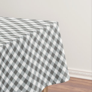 Grey White Gingham  Tablecloth