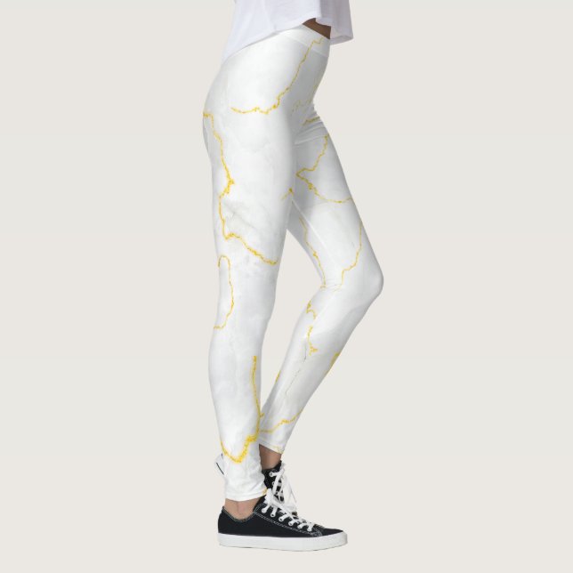 Grey white gold foil marble pattern leggings (Right)