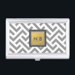 Grey & White Gold Foil Modern Business Card Holder<br><div class="desc">Grey & White Gold Foil Modern Business Card Holder. Customise with any text or leave it blank.</div>