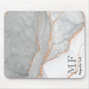 Grey White Gold Glitter Marble Customisable Mouse Mat