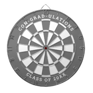 Grey & White Graduation Custom Text Dartboard