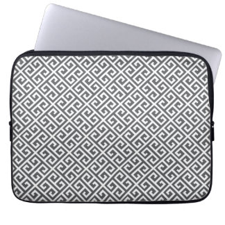 Grey & White Greek Key Laptop Sleeve