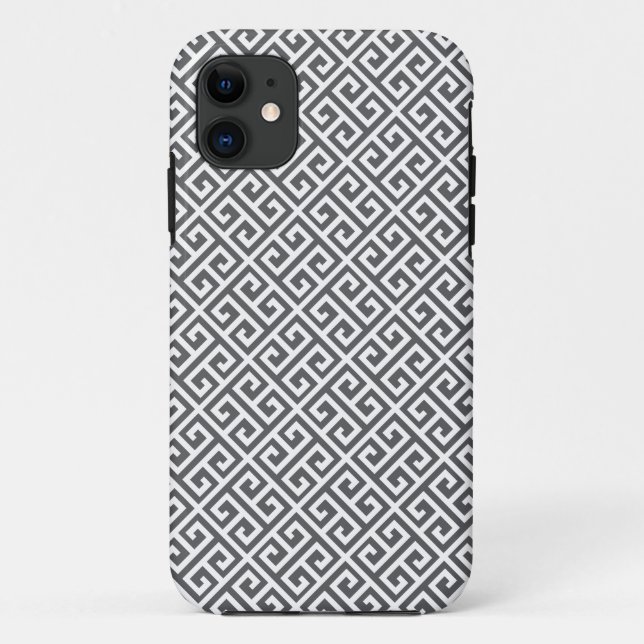 Grey & White Greek Key Pattern iPhone 5 Case (Back)