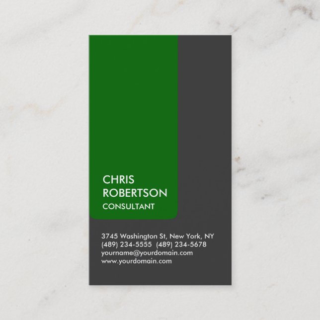 Grey White Green Stripe Attractive Business Card (Front)