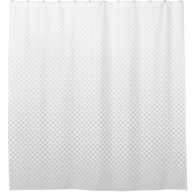 Grey white halftone square shower curtain (Front)