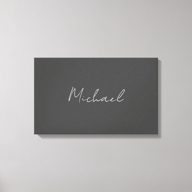 Grey White Handwritten Minimalist Your Name Canvas Print (Front)