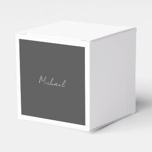 Grey White Handwritten Minimalist Your Name Favour Box