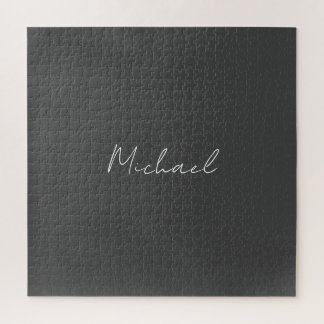 Grey White Handwritten Minimalist Your Name Jigsaw Puzzle