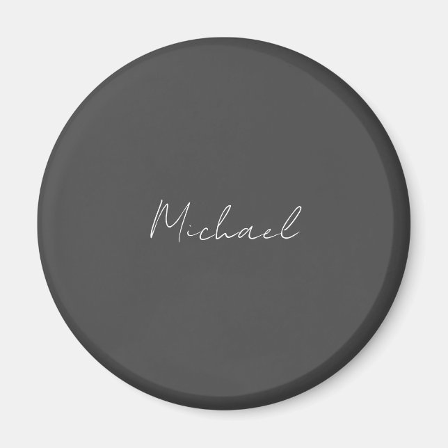 Grey White Handwritten Minimalist Your Name Magnet (Front)