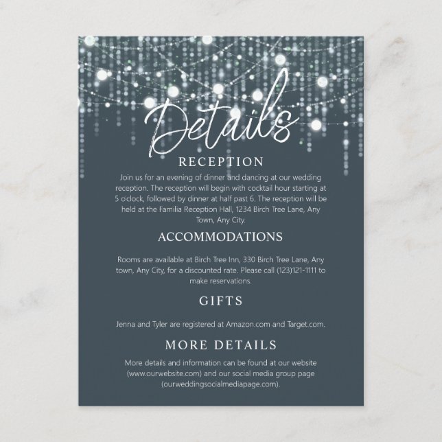 Grey & White Hanging Lights Enclosure Card (Front)