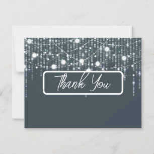 Grey & White Hanging Lights Wedding Thank You Card