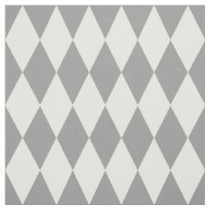 Grey White Harlequin Diamonds Pattern Design Fabric