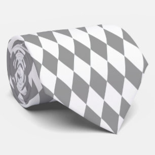 Grey White Harlequin Diamonds Pattern Design  Tie
