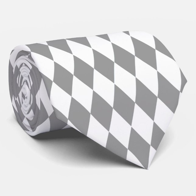 Grey White Harlequin Diamonds Pattern Design  Tie (Creator Uploaded)
