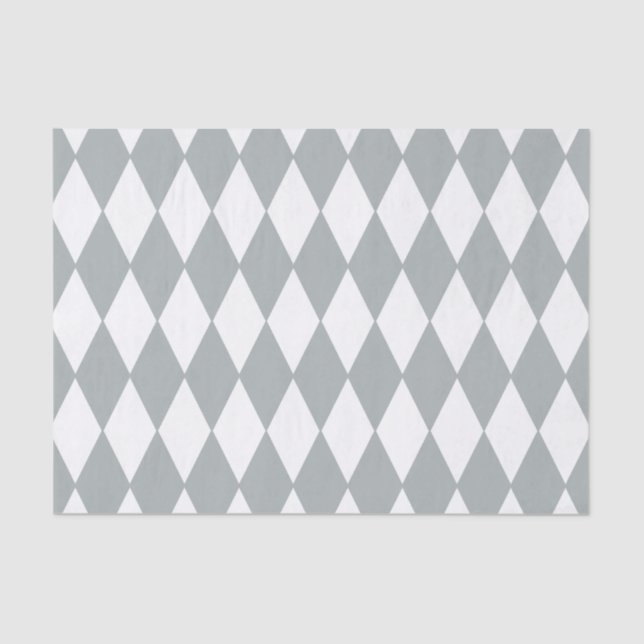 Grey White Harlequin Pattern Tissue Paper (Front)