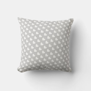 Grey & White Heart Pattern Throw Pillow
