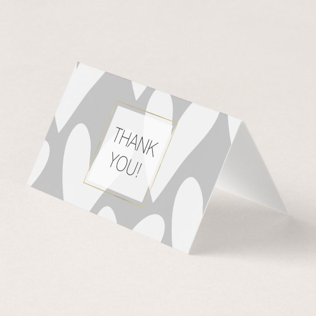 Grey White Hearts Wedding Thank you (Front)