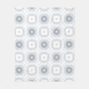 Grey White Hexagon Circle Scandinavian Pattern Fleece Blanket
