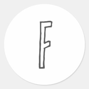 Grey & White Initial Letter Monogrammed Plain Classic Round Sticker